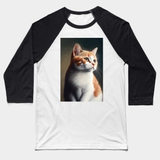 orange and white cat looking off in the distance - CGI style Baseball T-Shirt